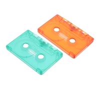 SMASOLO 2pcs Retro Colored Cassette Tape Cases Blank Audio Tape Boxes in Transparent Green and Red Sturdy Vintage Decor for Music Parties Home Studio Classroom Organization and DIY