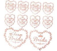 SMASOLO 2pcs Rose Gold Foil Wedding Stickers Team Bride Temporary for Bridal Shower and Bachelorette Party Favors, Bridesmaid Body Decals with Heart Design