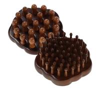 SMASOLO 2pcs Sandalwood Scalp Massager Comb with Metal Finger Ring Wide Fine Tooth Wooden Massage Tools for Head Relaxation Portable Manual Hair Care Scrubber for Travel and Home Use