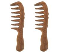 SMASOLO 2Pcs Sandalwood Wide Tooth Combs Long Handles - Solid Wood Massage Scalp Brush for Curly, Thick, and Fine Hair - Detangling Comb for Wet Hair Suitable for Men and Women