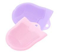 SMASOLO 2pcs Silicone Facial Cleansing Brush Set, Soft Exfoliating Face Scrub and Deep Cleaning Face Massage Tool for Sensitive Skin, Pink and Purple