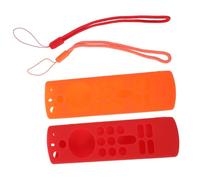 SMASOLO 2pcs Silicone Protective Tv Remote Covers for Voice Remote Gen Lightweight Breathable Replacement Case with Precise Fit Non-slip Shockproof Sleeve in Red and Orange