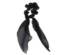 SMASOLO 2Pcs Silky Satin Hair Bowknot Elastic Hair Bands Black Ponytail Holders Soft Long Cloth Ropes for Women Stylish Accessories Everyday Wear