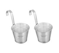SMASOLO 2pcs Small Hanging Flower Buckets Iron Flowerpot Pendant for Balcony Railing Garden Indoor Outdoor Decorative Plant Holders