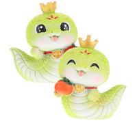 SMASOLO 2Pcs Snake Year Figurine Light Green Prosperity Statue Chinese Zodiac Snake Ornaments Feng Shui Wealth Decoration for Home Office Festive Cultural Symbol