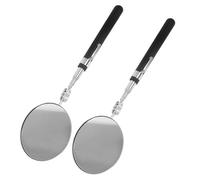 SMASOLO 2pcs Telescoping Inspection Mirrors for Auto Mechanics - 10.8" to 29.7" Extendable Steel Under-car Handheld Mirrors 85mm round Black Handle - Vehicle Repair and Maintenance Tool