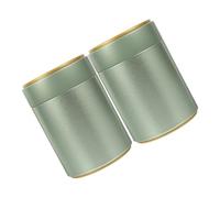 SMASOLO 2pcs Tinplate Tea Canisters with Airtight Lids Metal Storage Containers for Loose Leaf Tea and Coffee Beans Small Green Vintage Style Food Storage Boxes for Preserving Freshness