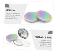 SMASOLO 2PCS Ultra-thin Iridescent Loose Powder Boxes with Built Puff and Mirror Portable Refillable Cosmetic Powder Containers with Elastic Mesh for Even Distribution and Secure Flip-lid