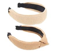 SMASOLO 2Pcs Unique Raffia Headband Knotted and Straight Beach Hairbands for Women Lightweight Skin-friendly Hair Accessories for Festival and Party Use