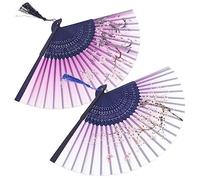 SMASOLO 2pcs Vintage Hand Fan Chinese Style Fans with Tassels for Weddings Parties and Home Decor Lightweight Handheld Dance Props and DIY Accessories