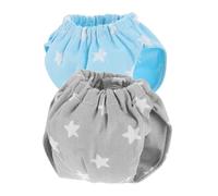 SMASOLO 2Pcs Washable Reusable Small Animal Diapers for Squirrel and Guinea Pig, L Size with Blue and Grey Star Pattern, Comfortable Replaceable Pet Diapers for Travel and Daily Care