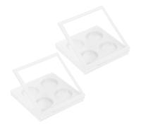 SMASOLO 2Pcs White Eyeshadow Box with Compartments and Transparent Window Empty Magnetic Lipstick Case for Single Color Eyeshadow Blush Powder Durable Makeup Organizer