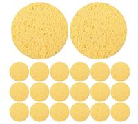 SMASOLO 30pcs Round Facial Cleansing Pads 65mm Diameter x 8mm Thick, Yellow Wood Pulp Makeup Remover Sponges for Home and Spa Skincare, Reusable Soft Face Cleansing Tools