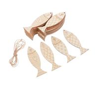 SMASOLO 36pcs Fish Shape Wooden Cutouts Durable DIY Craft Supplies for Summer Ocean Themed Decorations Unfinished Hanging Ornaments with Mediterranean Style for Shower Wedding Birthday