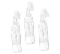 SMASOLO 3pcs 150ml Foaming Bottle Pump with Brush Head, Refillable Facial Cleanser Dispenser for Travel and Daily Skincare Use