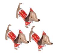 SMASOLO 3pcs Aluminum Foil Dachshund Dog Balloons Puppy Shape for Christmas Party Shower and Dog Birthday Decorations Reusable Holiday Celebration Supplies