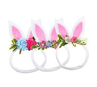 SMASOLO 3pcs Baby Girl Headbands Bunny Ears Elastic Hairbands with Sparkle Fabric Decorative Hair Accessories for Toddlers Birthday Party Headwear