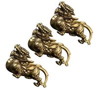 SMASOLO 3PCS Brass Pixiu Keychains Decorative Feng Shui Charms for Car Home Office Portable Compact Lucky Wealth Ornaments with Vivid Retro Sculpture Design