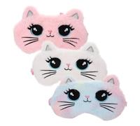 SMASOLO 3Pcs Cartoon Eye Mask for Cute Plush Sleeping Eye Covers Cat Pink White Resistant for Sleepovers and Relaxation