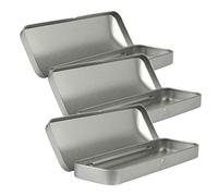 SMASOLO 3Pcs Hinged Metal Pencil Case Durable Tin Pencil Organizer with Lid for Office School and Daily Use Simple Design for Easy Access and Organization