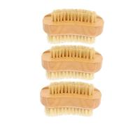 SMASOLO 3Pcs Natural Beech Wood Double-sided Nail Brushes with Soft Bristles Portable Multi-function Nail Cleaner for Daily Use in Bathroom Salon and Home