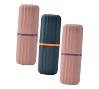 SMASOLO 3pcs Portable Toothbrush Holder Cup Reusable Plastic Toothpaste Container Travel Storage Box for Business Trips Home Bathroom Compact and Space-Saving Organizer