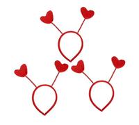 SMASOLO 3pcs Red Heart Hair Bands for Women Breathable Cloth Hair Accessories with Metal Springs One Fits for Daily Wear and Valentine S Day Events