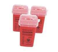 SMASOLO 3pcs Red Sharps Container with Flip-open Lid for Needle Disposal Lightweight Travel Sharps Bin with Handle Clearly Marked Safe Waste Box for Home Clinic Tattoo Parlor Use