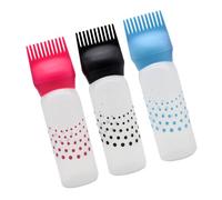 SMASOLO 3PCS Refillable Hair Dye Bottles with Comb Shampoo and Coloring Containers for Salon Hairdressing Anti-slip Design Blue Rosy Black