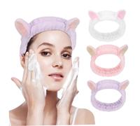 SMASOLO 3pcs Soft Wash Headbands for Women Cute Elastic Skincare Hairbands Light Pink White Purple Comfortable Spa Facial Hair Wraps for Washing Face and Makeup