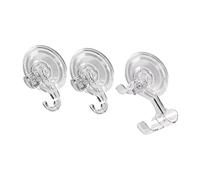 SMASOLO 3pcs Strong Transparent Suction Cup Hooks Pet Bathroom Wall Hangers for Towels Bathrobes Keys No-Drill Installation Modern Design for Home Decor