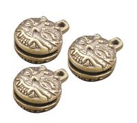 SMASOLO 3pcs Vintage Brass Bell Pendants DIY Keychain Charms Animal Pattern Rustic Craft Decorations for Jewelry Making Wind Chimes Home Door Hanging and Keyrings