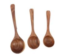 SMASOLO 3pcs Wooden Soup Ladle Long Handle with Hook Non Stick Wooden Serving Spoon for Stirring Mixing Soups Noodles Asian Cooking
