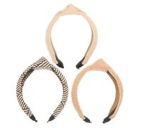 SMASOLO 3pcs Woven Knotted Wide Headbands for Women and Lightweight Straw Headdresses in White Black Brown Hair Accessories for Beach Party Travel and Daily Use