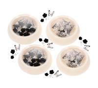 SMASOLO 4 Boxes Black Camellia Flower Nail Charms Black Rhinestone Nail Pearls DIY Jewelry Gems Face and Body Craft Shiny Embellishments Parties Daily Makeup