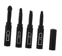 SMASOLO 4 in 1 Travel Makeup Brush Set Compact Eyebrow Eyeliner Eyeshadow Lip Brush Portable Black On-the-go Use