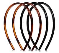 SMASOLO 4-Pack Women's Headbands 2 Glossy Black 2 Shiny Tortoise Shell Sturdy Plastic Hair Bands for Sports Casual Wear and Party Accessories