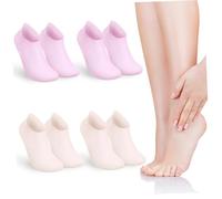 SMASOLO 4 Pairs Silicone Gel Socks for Women and Men Elastic Moisturizing Foot Care Socks for Dry Cracked Skin for Pedicure and Skin Repair Comfortable Fit