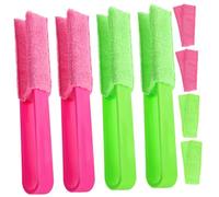 SMASOLO 4 Pcs Venetian Blind Cleaner Kit with Washable Microfiber Sleeves Curved Arm Window Duster for Air Conditioner Car Vents and Reach Crevices Reusable Cleaning Brush for Home and