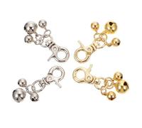 SMASOLO 4 Pieces Metal Cat Collar Bells Keychain Set, Zinc Alloy Hanging Bell Pendants for Pet Collar Accessories, Silver and Gold Color, Suitable for DIY Pet Charms and Training Use