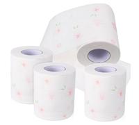 SMASOLO 4 Rolls Floral Toilet Paper Soft Quilted Bathroom Tissue with Clear Separation Line and Easy to Break Down Decorative Flower Pattern for Home and Office Use