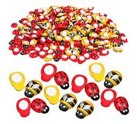SMASOLO 400 Pcs Wooden Bee and Ladybug Stickers for Boys and Girls Diy Craft Self-adhesive Flatback Embellishments Red 10x13mm for Scrapbooking and Decoration