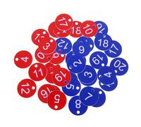 SMASOLO 40PCS Numbered Key Tags Red Blue Metal Number Labels with Split Rings for Organized Key Cabinet Locker Identification and Efficient Management
