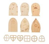 SMASOLO 48pcs DIY Wooden Fairy Garden Doors for Painting Blank Miniature Craft Doors for Creative Garden Decor and Educational Art Projects