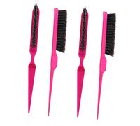 SMASOLO 4pcs Barber Hairdressing Comb and Styling Brush Set, 3-row Design, Rose Red, Professional Hair Styling Tools for Men and Women, Suitable for Barbershop and Salon Use