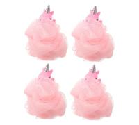 SMASOLO 4pcs Bath Loofah Soft Exfoliating Sponge Body Scrubber with Cute Unicorn Animal Shapes Gentle Skin Care Shower Puff for Boys