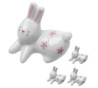 SMASOLO 4pcs Ceramic Chopstick Rests Bunny Design Small Chopstick Holders for Dining Table Decoration and Clean Eating Environment Practical Home Utensil Racks to Prevent Rolling and Dirt