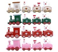 SMASOLO 4pcs Christmas Mini Train Decor Set Plastic Figurine Ornaments Red Green White Pink for Christmas Party Favors and Holiday Decoration