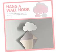 SMASOLO 4pcs Cloud Pattern Wooden Wall Hooks Adhesive Decorative Bedroom Hangers for Coats Hats Scarves Storage Organizer