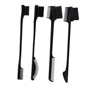 SMASOLO 4pcs Double-Ended Eyebrow Brush and Hairline Comb Set, Small Multipurpose Brow and Eyelash Combs in Black for Precise Makeup and Hair Detailing